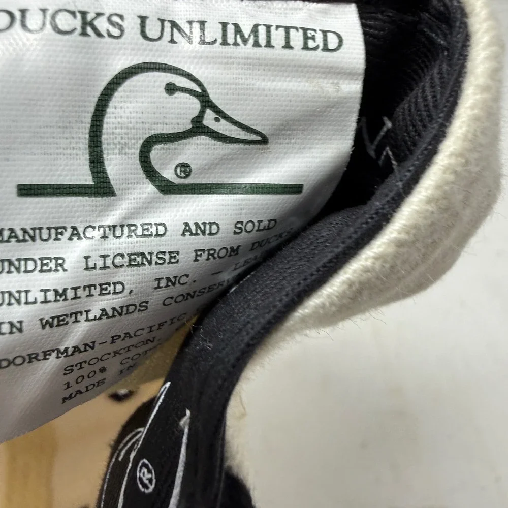 Ducks Unlimited DU Logo Strapback Hat Cream Black Two Tone Cotton Hunting Cap